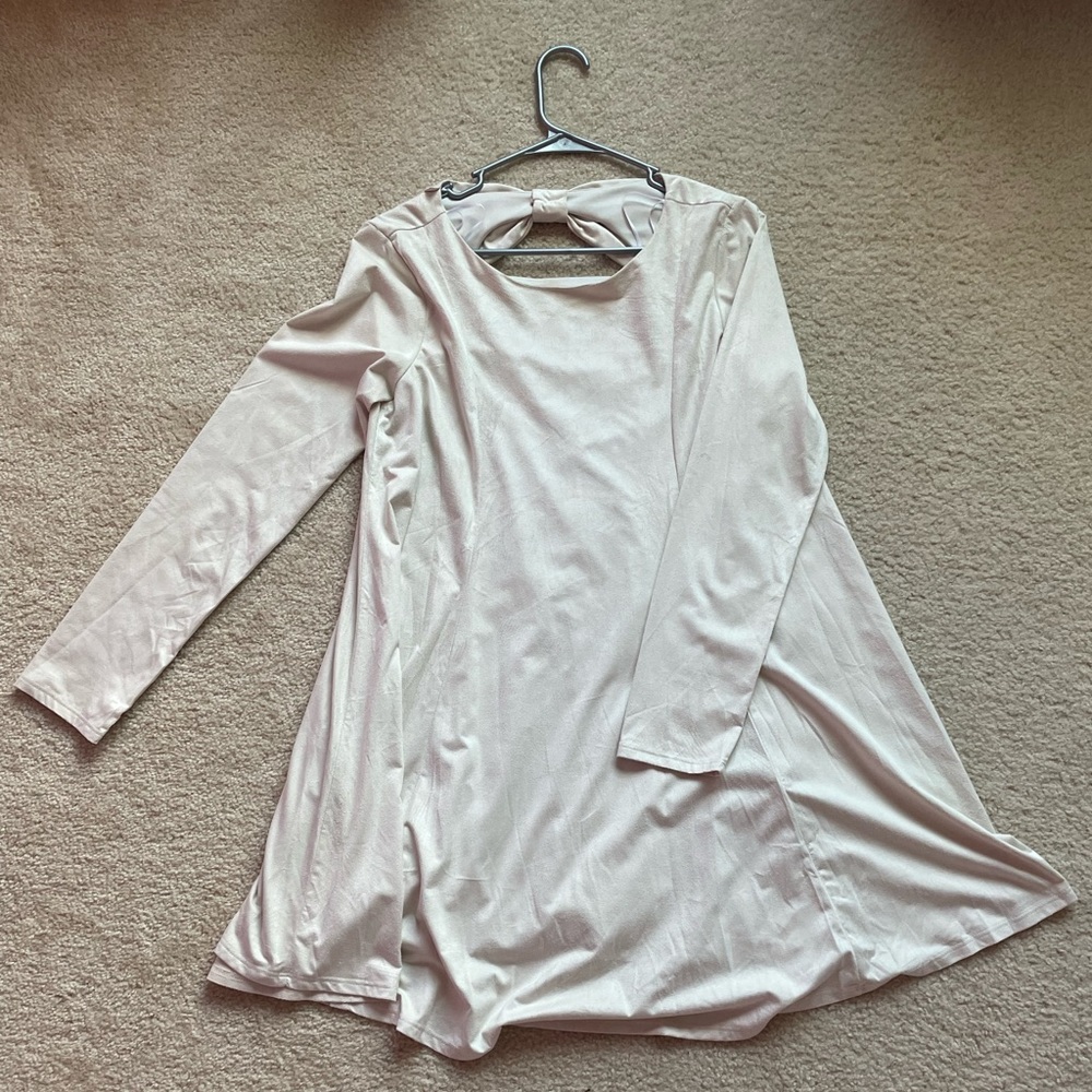 Ivory Suede Long sleeved Dress